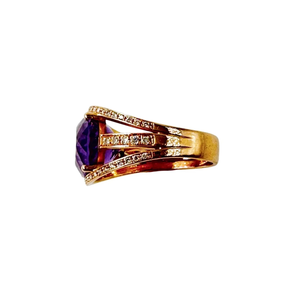 Bague Cocktail en or rose, améthyste et diamants - Castafiore