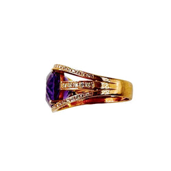 Bague Cocktail en or rose, améthyste et diamants - Castafiore
