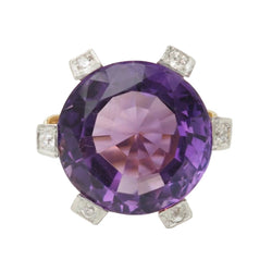 Bague Cocktail en or rose, améthyste et diamants - Castafiore