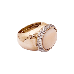 Bague Cocktail en or rose, corail et diamants - Castafiore