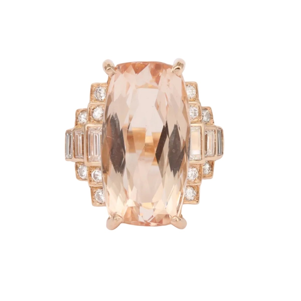 Bague Cocktail en or rose, morganite et diamants - Castafiore
