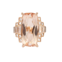 Bague Cocktail en or rose, morganite et diamants - Castafiore