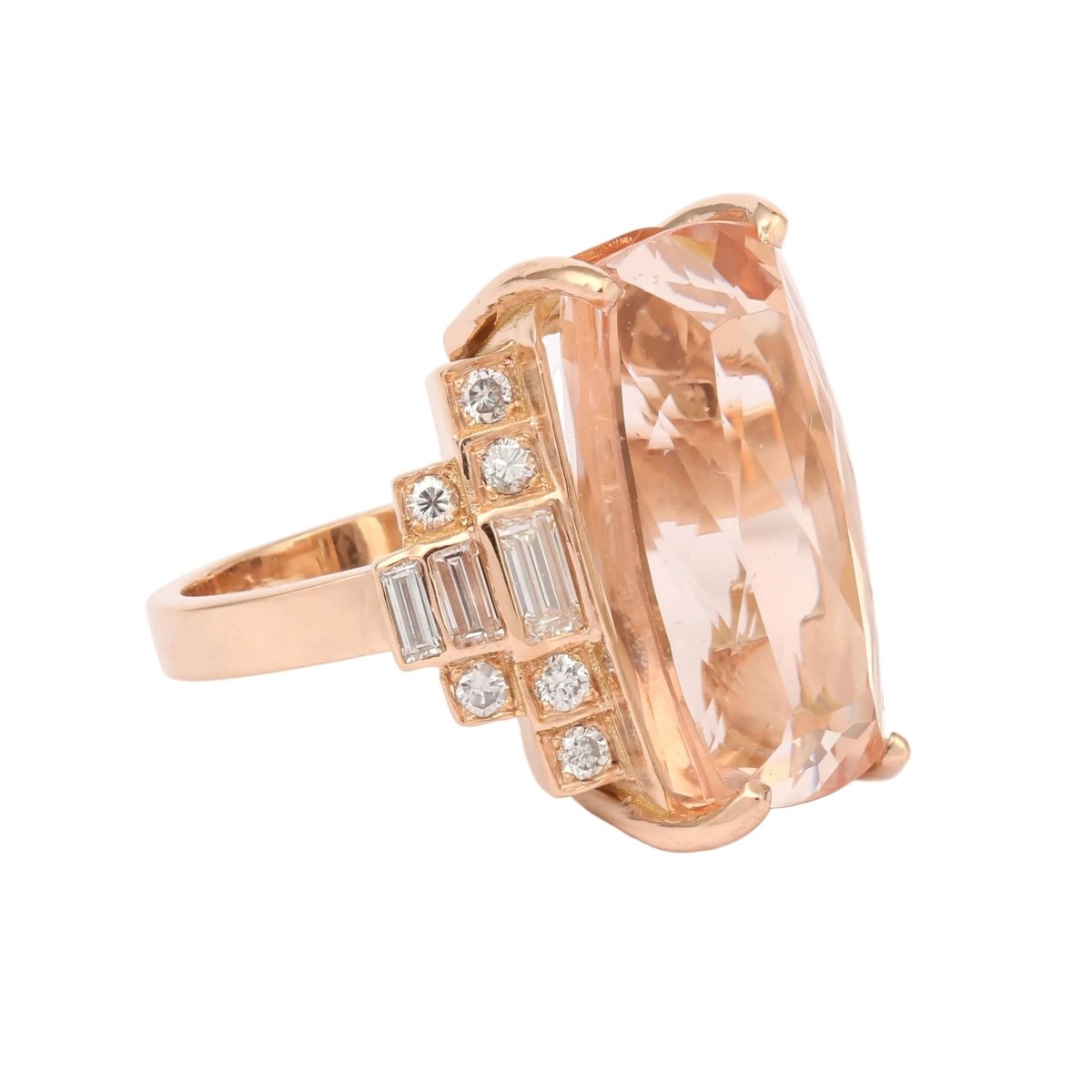 Bague Cocktail en or rose, morganite et diamants - Castafiore