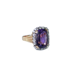 Bague Cocktail en or rose, platine, améthyste, et diamants - Castafiore