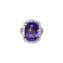 Bague Cocktail en or rose, platine, améthyste, et diamants - Castafiore