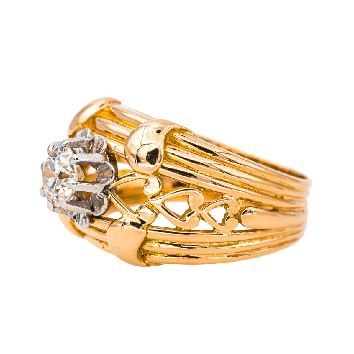 Bague Cocktail en or rose, platine et diamant - Castafiore