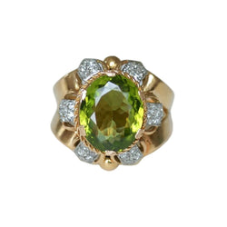 Bague Cocktail en or rose, platine, péridot et diamants - Castafiore