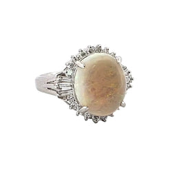 Bague Cocktail en platine, opale et diamants - Castafiore
