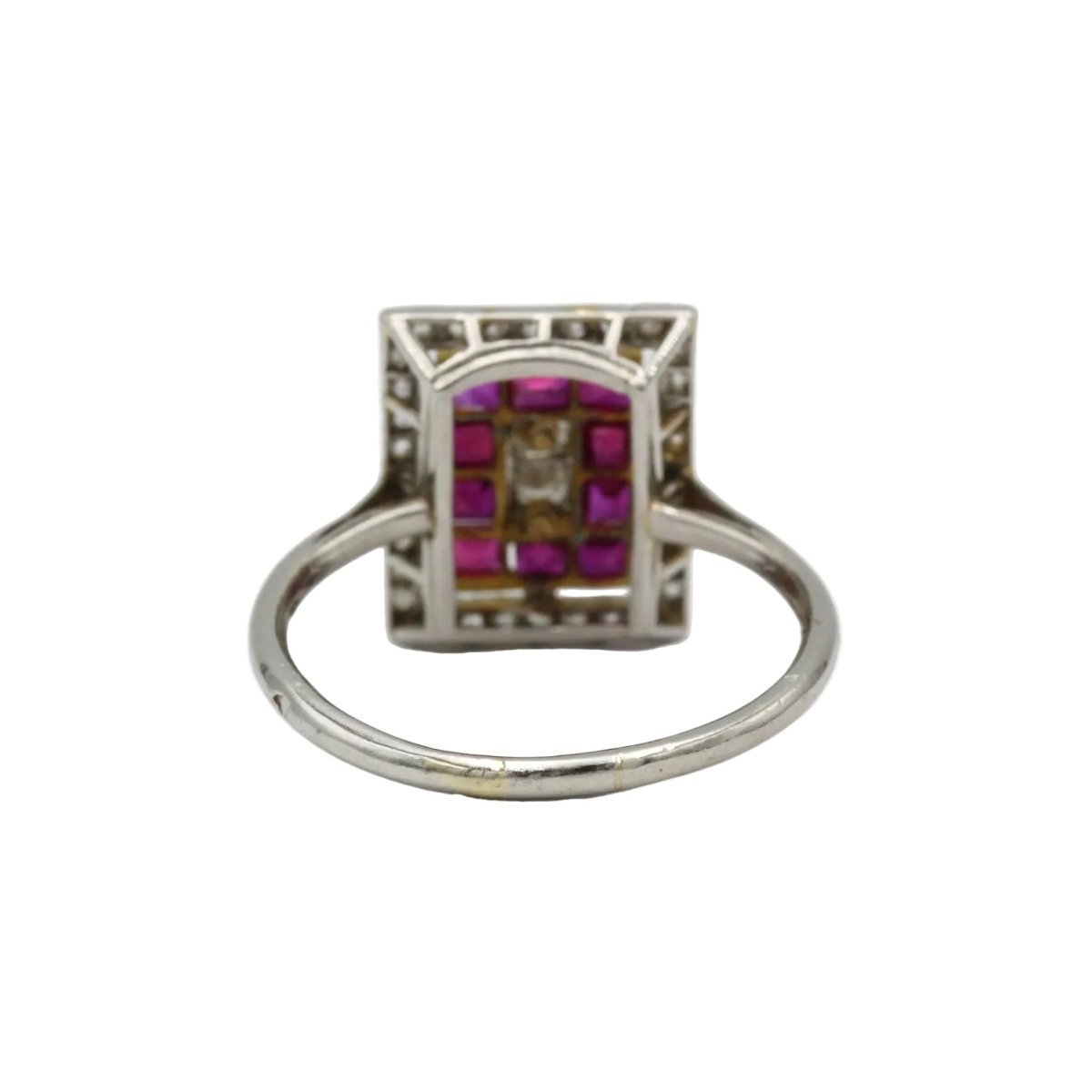 Bague Cocktail en platine, rubis et diamants - Castafiore