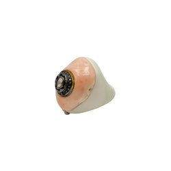 Bague Cocktail en résine, corail et diamants - Castafiore