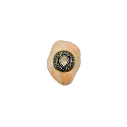 Bague Cocktail en résine, corail et diamants - Castafiore