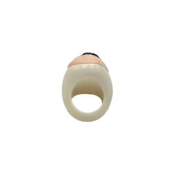Bague Cocktail en résine, corail et diamants - Castafiore