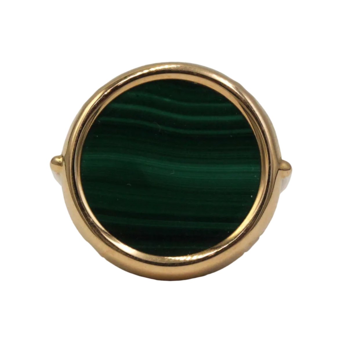 Bague Cocktail GINETTE NY "Disc Ring Ever" en or rose et malachite - Castafiore