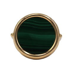 Bague Cocktail GINETTE NY "Disc Ring Ever" en or rose et malachite - Castafiore