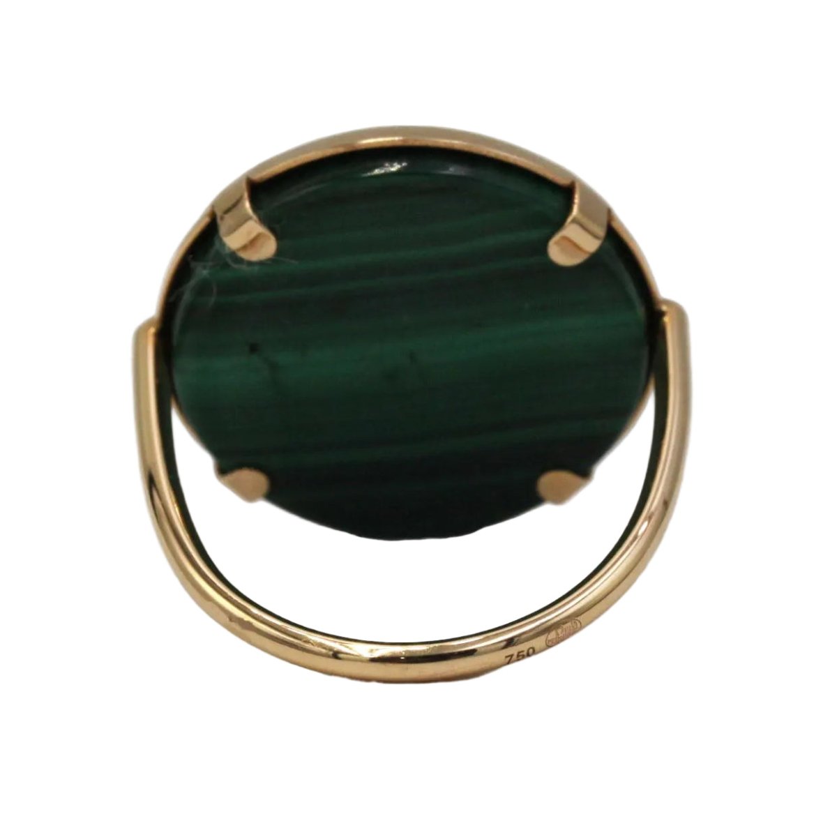 Bague Cocktail GINETTE NY "Disc Ring Ever" en or rose et malachite - Castafiore
