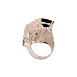 Bague Cocktail H.STERN en or blanc, quartz, tourmaline et diamants - Castafiore