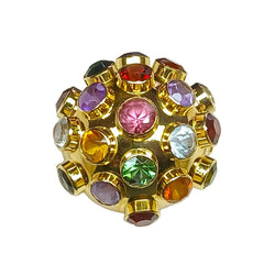 Bague Cocktail H.STERN "Spoutnik" en or jaune, tourmaline, aigue - marine, citrine et grenat. - Castafiore