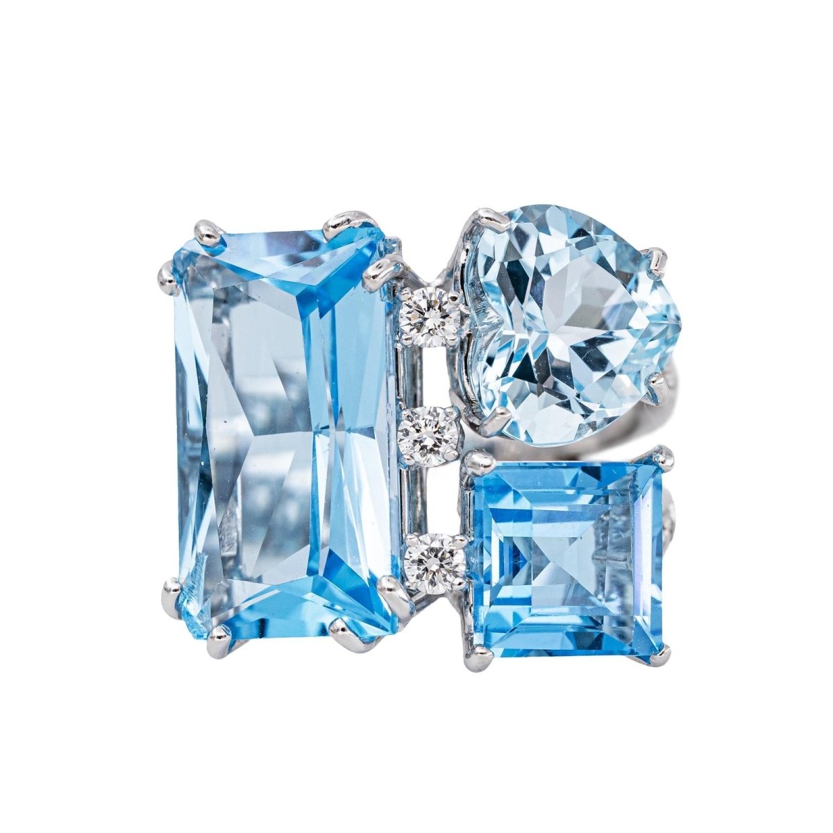 Bague Cocktail Or blanc Topaze - Castafiore