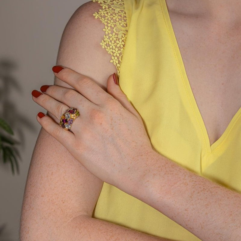 Bague Cocktail Or jaune Grenat - Castafiore