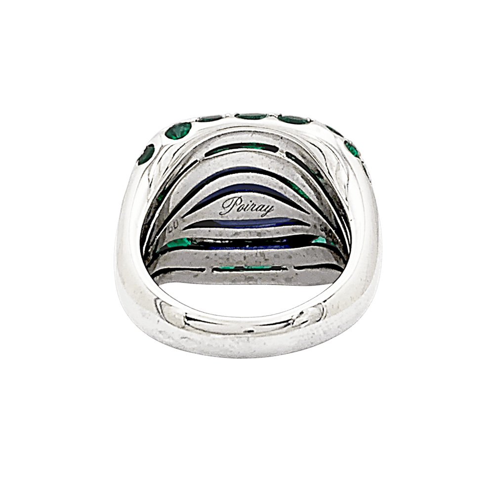 Bague Cocktail POIRAY "Cabaret" en or blanc, iolite et émeraudes - Castafiore