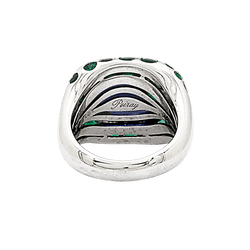 Bague Cocktail POIRAY "Cabaret" en or blanc, iolite et émeraudes - Castafiore