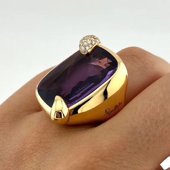 Bague Cocktail POMELLATO en or jaune, améthyste et diamants - Castafiore