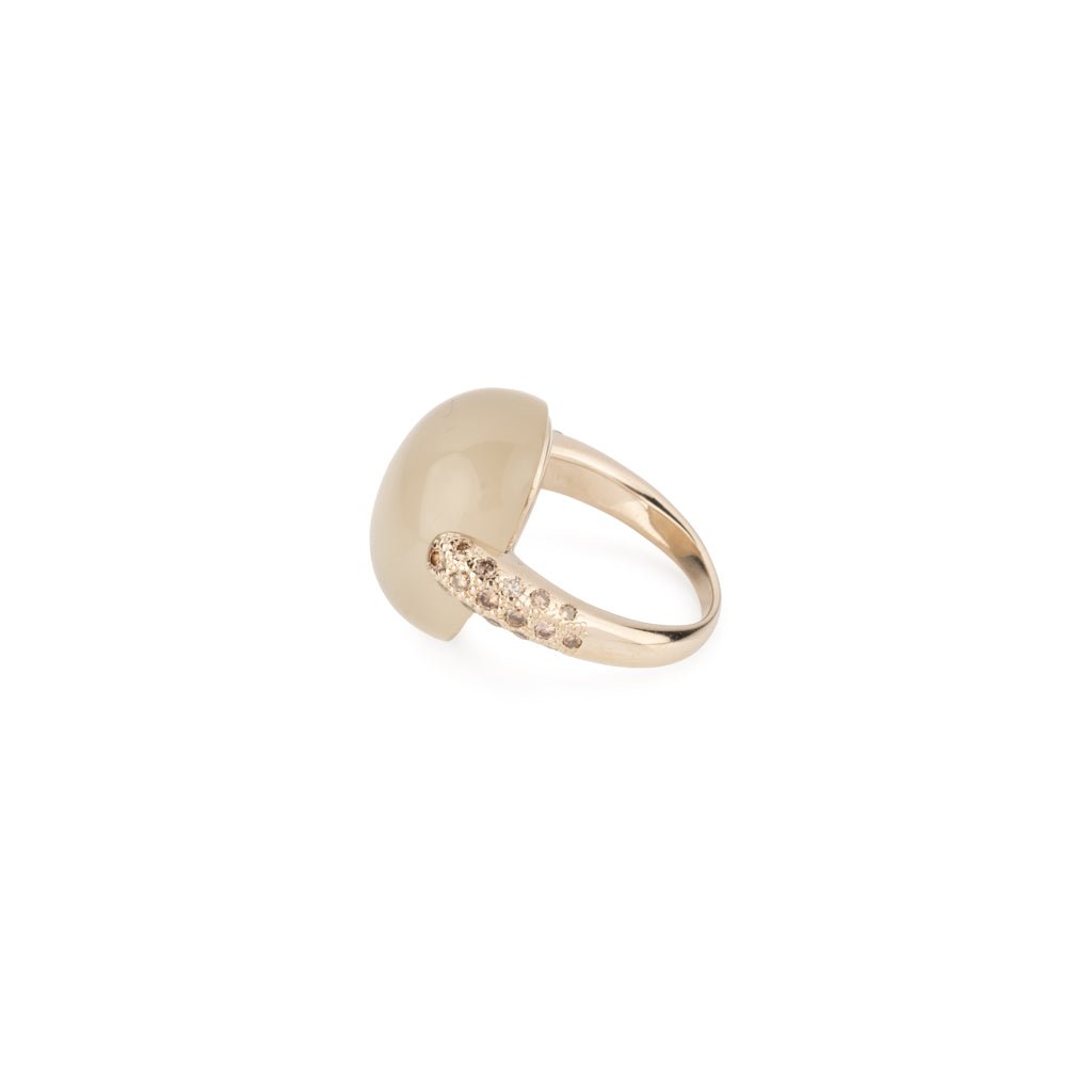 Bague Cocktail POMELLATO "Luna" en or blanc, calcédoine et diamants - Castafiore