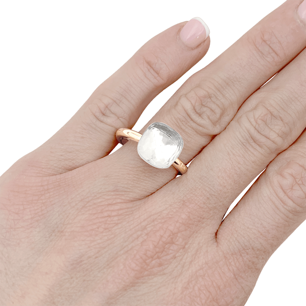Bague Cocktail POMELLATO "Nudo Classic" en or blanc, or rose et topaze - Castafiore