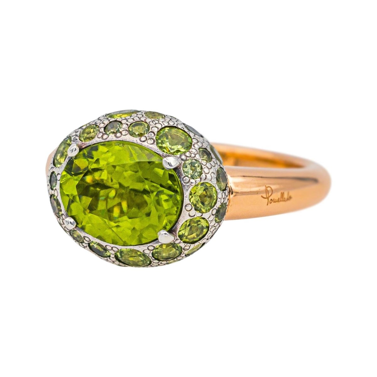 Bague Cocktail POMELLATO "Tabou" en or rose, argent et péridots - Castafiore