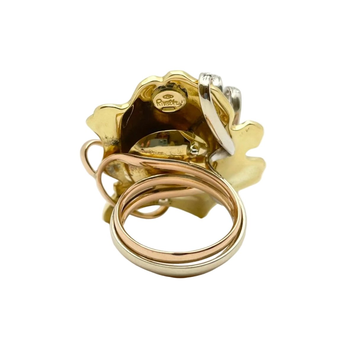 Bague Cocktail RIVALTA en or blanc, or jaune, or rose, émail et diamants - Castafiore