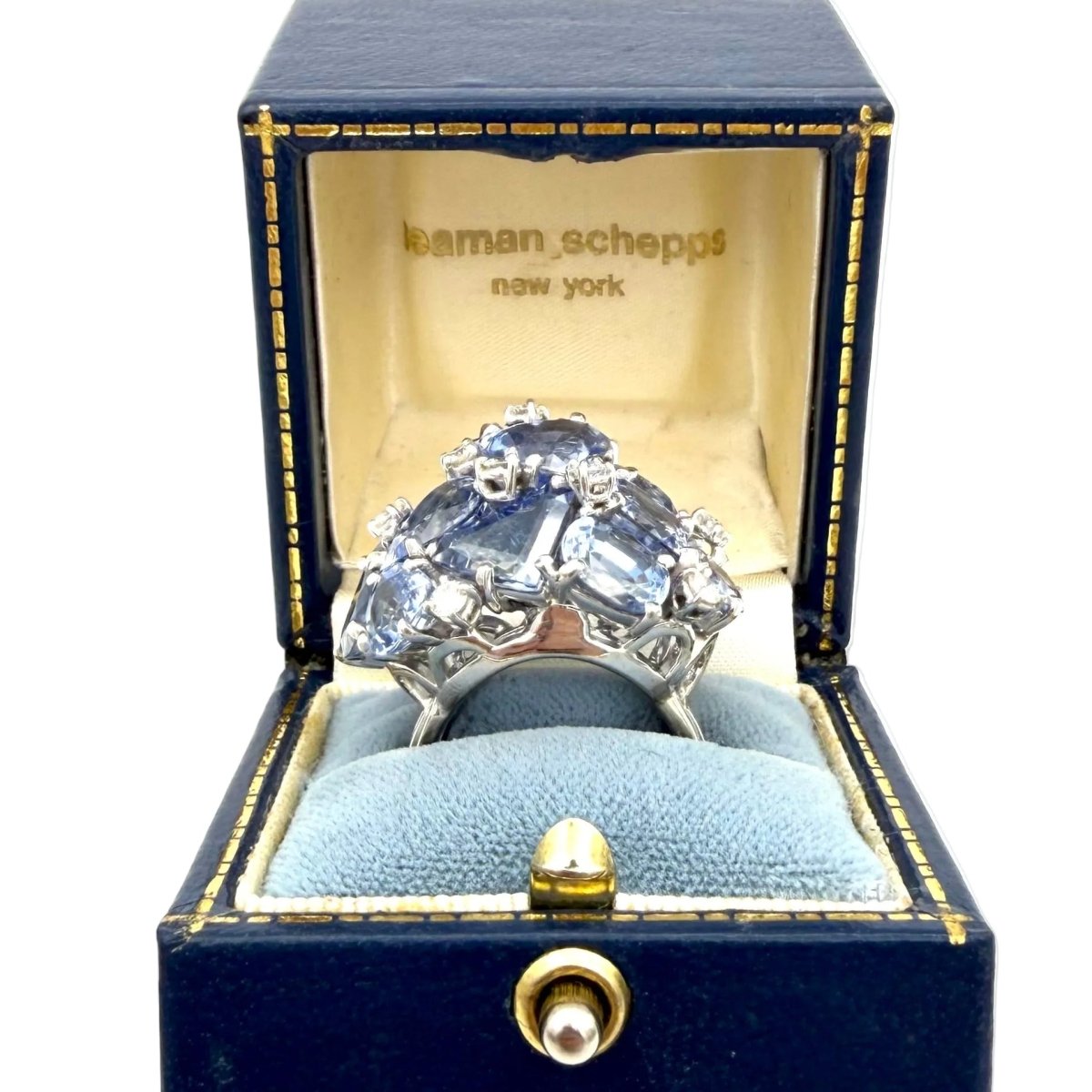 Bague Cocktail SEAMAN SCHEPPS "Bubbles" en or blanc, saphirs et diamants - Castafiore