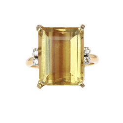 Bague Cocktail STERN en or jaune, platine, citrine et diamants - Castafiore