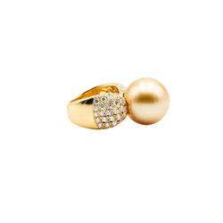 Bague Cocktail TASAKI en or jaune, perle et diamants