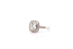 Bague coussin diamant de 0,97 carat D/Vs1 en platine - Castafiore