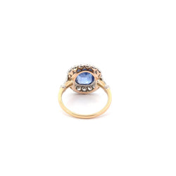 Bague de fiançailles en or jaune, saphir et diamants - Castafiore
