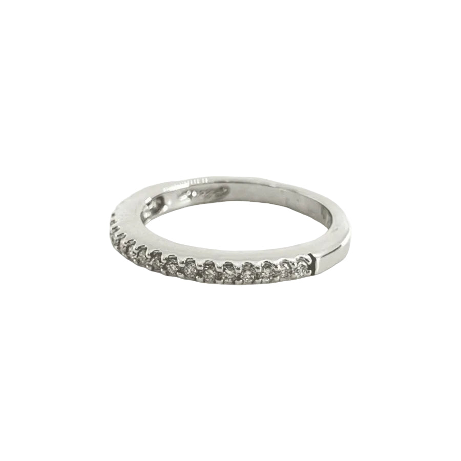 Bague demi - alliance en or blanc et diamants - Castafiore