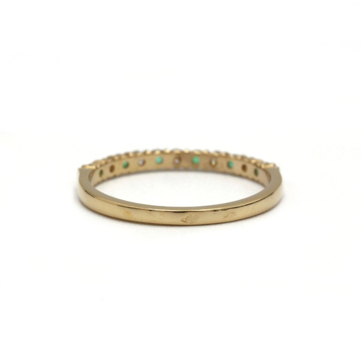 Bague Demi - Alliance en or jaune, émeraudes et diamants - Castafiore