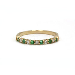 Bague Demi - Alliance en or jaune, émeraudes et diamants - Castafiore
