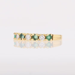 Bague demi alliance en or jaune et émeraudes diamants - Castafiore