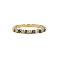 Bague Demi - Alliance en or jaune, saphirs et diamants - Castafiore