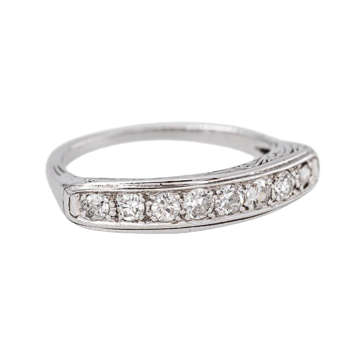 Bague Demi-alliance Or blanc Diamant - Castafiore