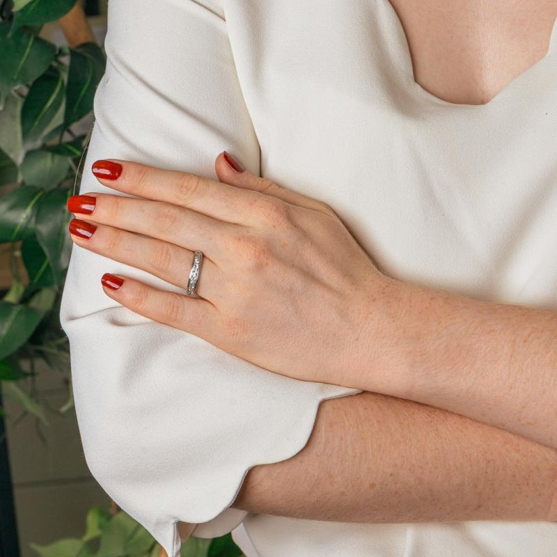Bague Demi-alliance Or blanc Diamant - Castafiore