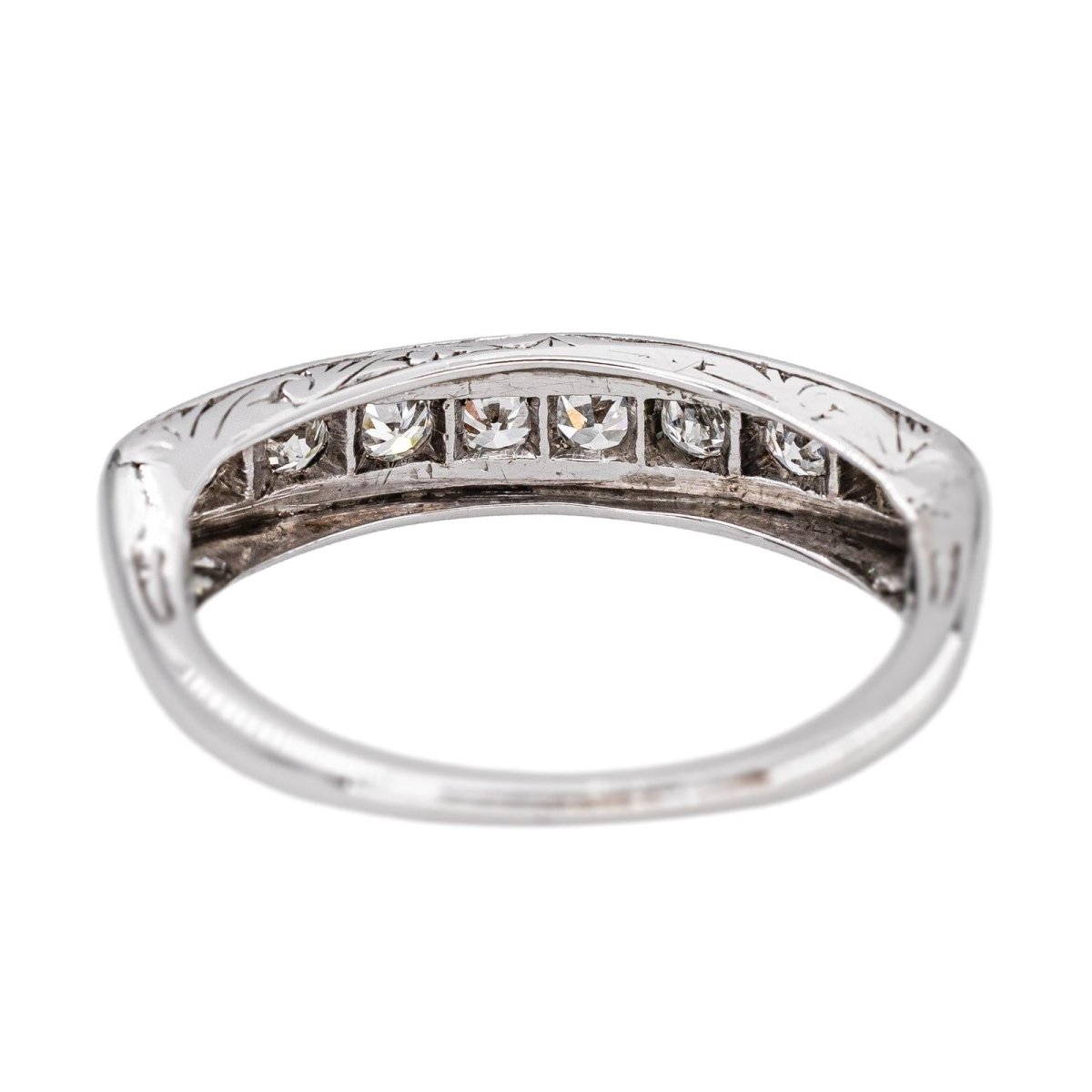 Bague Demi-alliance Or blanc Diamant - Castafiore