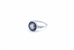 Bague diamant et saphirs calibrés en platine - Castafiore