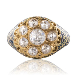 Bague Diamants et Email Bleu - Castafiore