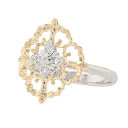 Bague diamants ors jaune et blanc arabesques grand modèle - Castafiore