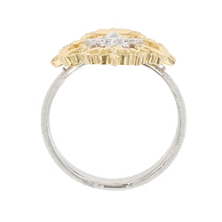 Bague diamants ors jaune et blanc arabesques grand modèle - Castafiore