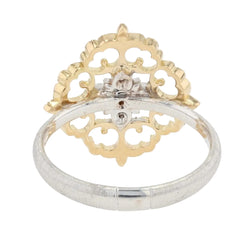 Bague diamants ors jaune et blanc arabesques grand modèle - Castafiore