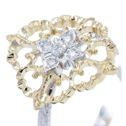 Bague diamants ors jaune et blanc arabesques grand modèle - Castafiore