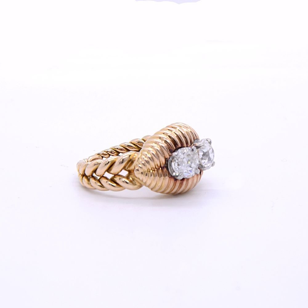 Bague diamants « Rocaille » 2 diamants pour 1,3 ct, or 18k - Castafiore